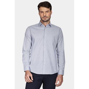 Imagem de Camisa Aramis Slim Micro Xadrez Branco Com Azul Médio-Masculino