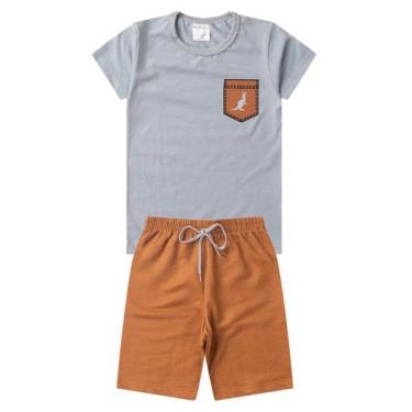 Imagem de Conjunto Infantil Roupa Menino Verão Bolso Kangulu, 12, Mescla