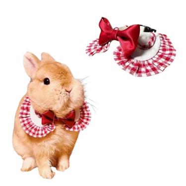 Imagem de Gravata borboleta de coelho de estimação, adorável gravata borboleta com padrão xadrez, coleira ajustável, adequada para coelhos, porquinhos-da-índia, gatinhos, filhotes e outros animais de estimação