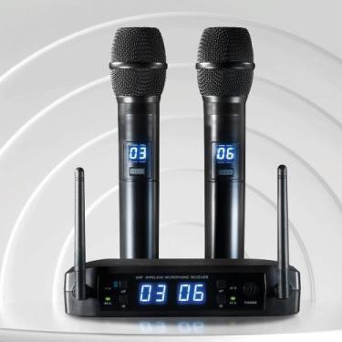 Imagem de Microfone sem fio de mão multifrequencia recarregavel ls916 leson