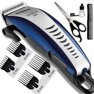 Imagem de Kit Cortador Cabelo Mondial CR-07 110V Lâminas Aço Inox 4 Pentes 3mm 6