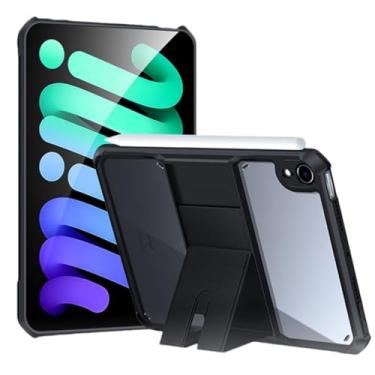 Imagem de Capa com suporte para iPad mini 7 A17 Pro/iPad mini 7ª/6ª geração capa transparente com suporte magnético à prova de choque, capa traseira transparente