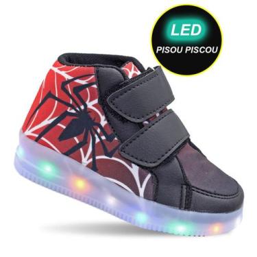 Imagem de Tenis com Led Luz pisca infantil aranha meninos - EDS, 32, Preto