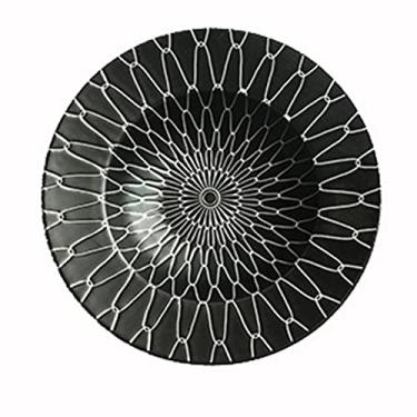 Imagem de U5GAAALPPQ9 Prato criativo de cerâmica para bife de 25,4 cm, tigela de frutas, prato de sopa, utensílios de mesa, prato fundo/bandeja redonda fosca para pizza, bife, macarrão, salada (A)