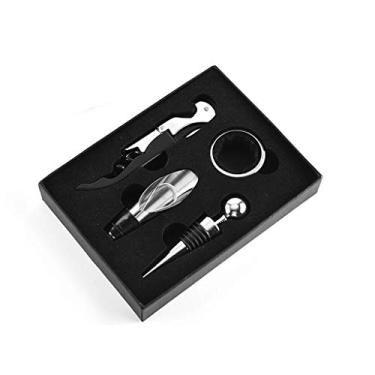 Imagem de 1 conjunto (4 peças) abridor de garrafa de vinho com caixa de presente rolhas de vinho de aço inoxidável abridor de tampa de rosca ferramenta de acessórios de barra de cozinha