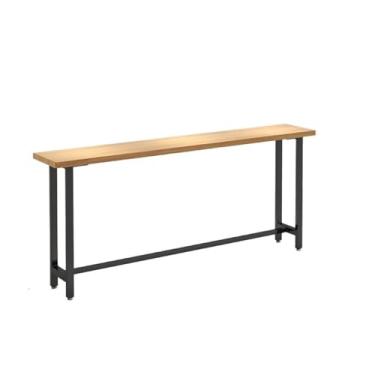 Imagem de Mesa de jantar retrô de ferro forjado, simples, estreita, longa, com pés altos, de madeira (GG)