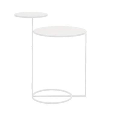 Imagem de Mesa de centro de metal, mesa de centro redonda, mesa lateral de sofá, móveis de escritório para sala de estar, mesa de cabeceira (cor: branco) (branco)