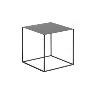 Imagem de Mesa de centro moderna, mesa lateral removível pequena branca/preta de metal mesa de centro quadrada sofá mesa lateral sala de estar aparador mesa de canto simples (preto)