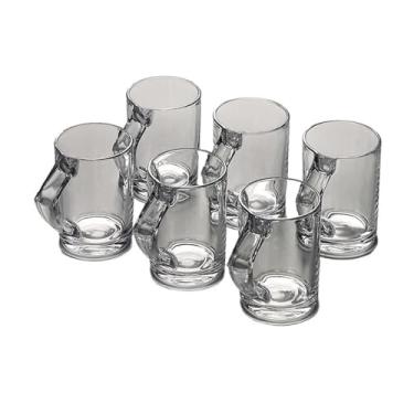 Imagem de x3anggyt5 Conjunto de 6 canecas de vidro transparente com alça, copos de vidro sem chumbo de 250 ml para bebidas frias e quentes (transparente)