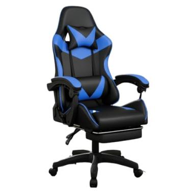 Imagem de Cadeira Gamer Profissional Escritório Ergonômica Reclinável Confortável Com Rodinha E Apoio Para Pés (Azul)