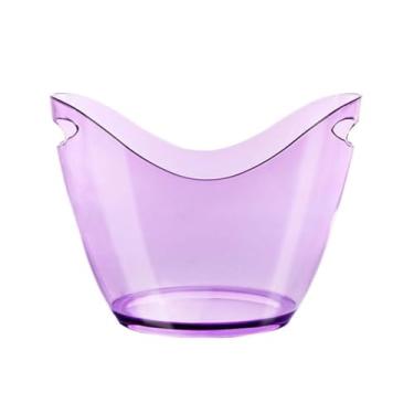 Imagem de x3anggyt5 Balde de gelo de acrílico Party 8L Balde de armazenamento oval Garrafas de champanhe para bebidas e festas (roxo)