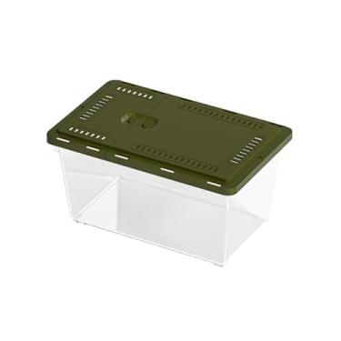 Imagem de Tanque de peixes doméstico moderno PET tartaruga recipiente especial recipiente especial caixa de alimentação doméstica com tampa deslizante visor de mesa (verde, 27 x 17,5 x 14,5 cm)