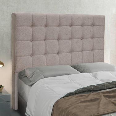 Imagem de Cabeceira Casal King Estofada Com Costura Bordada Em Tecido Linho Sonhare Lucadi Rústico Areia