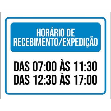 Imagem de Kit 3 Placas Sinalização - Horário Recebimento Expedição
