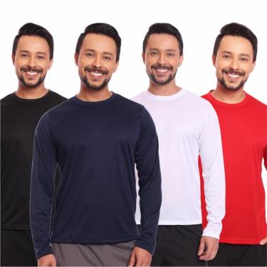 Imagem de Kit 4 Camisas Segunda Pele Proteção Solar Uv Térmica Corrida Bike-Masculino