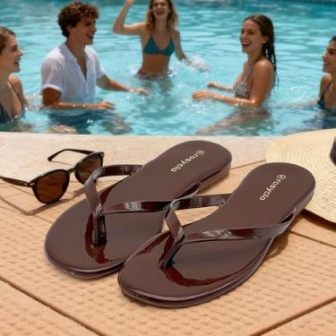 Imagem de Chinelo feminino, bico quadrado, espuma viscoelástica suporte de arco sandálias de verão para mulheres, tendência de couro vegano, leve, macio, confortável, nuvem, chinelos femininos essenciais de