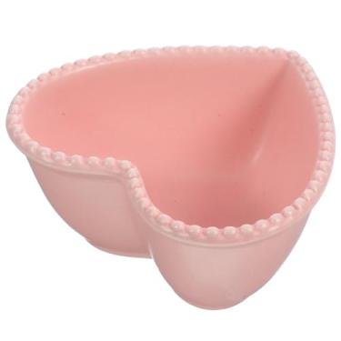 Imagem de Cuiynice Tigela de doces Dia dos Namorados em forma de coração tigelas de cerâmica pratos de amor pudim tigelas de bolo sobremesa salada doce molho elegantes tigelas casamento rosa