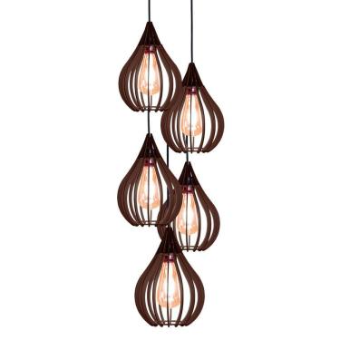 Imagem de Luminária Teto Lustre Pendente Balcão Cozinha Sala 5 Chile Cor:chocolate