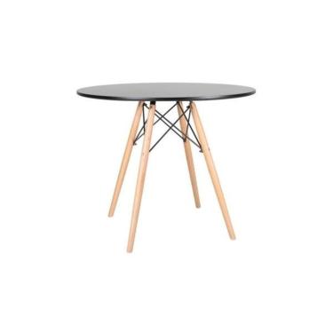 Imagem de Mesa De Jantar Eames Redonda Preto Com Natural 90cm