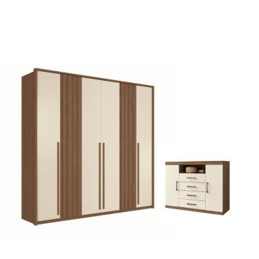 Imagem de Kit Guarda Roupa 6 Portas E Cômoda Jack Jatoba Areia
