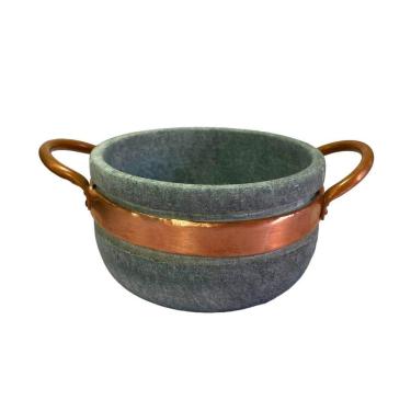 Imagem de Kit 5 Cumbucas Alça De Cobre Pedra Sabão Caldo Sopa 500ml