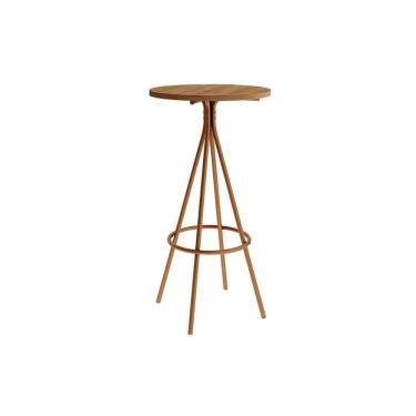 Imagem de Mesa de Sala Jantar 1575 Base Aço c/ Tampo Madeirado 60 cm Freijo c/ Rose - Carraro