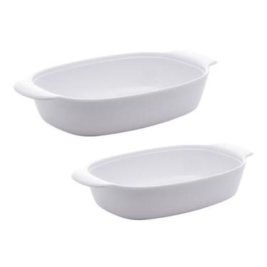 Imagem de 2 Travessas De Melamina Não Quebra Resistente 32cm e 23cm - Lyor