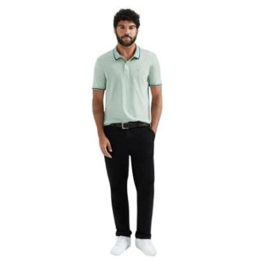 Imagem de Camiseta Polo Hering Básica Masculina Em Malha Texturizada Verde Claro-Masculino