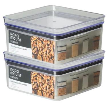 Imagem de 2 Pote Hermético Multiuso Lumini Quadrado Paramount 1060 ml - Paramoun