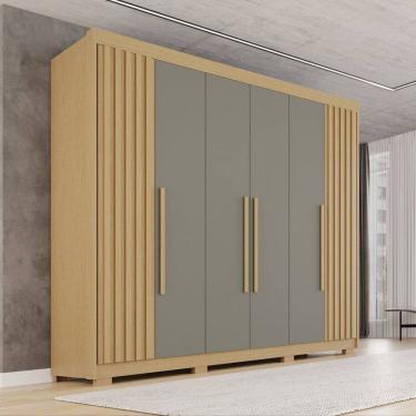 Imagem de Guarda-roupa Casal com Pés 100% Mdf 6 Portas 6 Gavetas Granada Premium Jequitibá/Granizo
