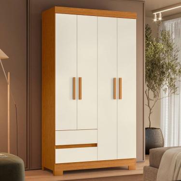 Imagem de Guarda-roupa Infantil 04 Portas e 02 Gavetas Olímpia Cinamomo / Off White