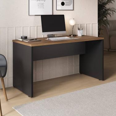 Imagem de Mesa para Escritório e Home Office Escrivaninha Moderna e Simples Lineare Nogal / Preto