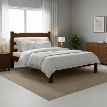 Imagem de Cama Queen Esmeralda Madeira Maciça Castanho Resistente - Repleta