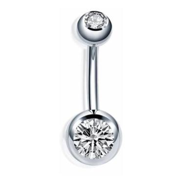 Imagem de Piercing De Umbigo Com 2 Pedras Titânio Pequeno - Prateado - De Castro