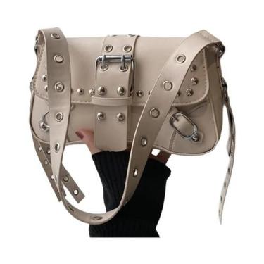 Imagem de Bolsa De Ombro Feminina Em Couro PU Estilo Punk Com Rebites, Bolsa De 