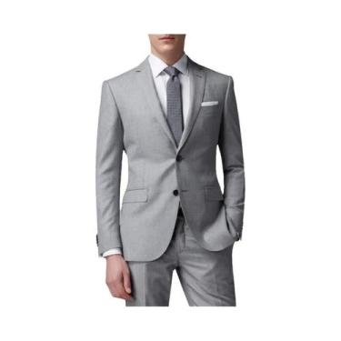 Imagem de Terno Masculino Slim Fit Cinza Claro De 2 Peças: Jaqueta E Calça Para 