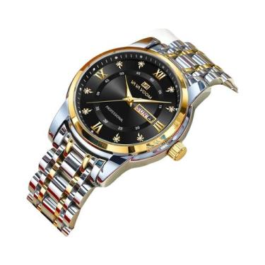 Imagem de Relógio De Luxo Masculino Com Cristais Azuis Em Ouro, Estilo Empresari