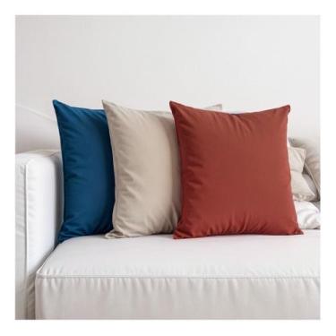 Imagem de 3 Capas Almofadas Veludo Sala Sofa Quarto 45x45 Tons de Azul e Verde C