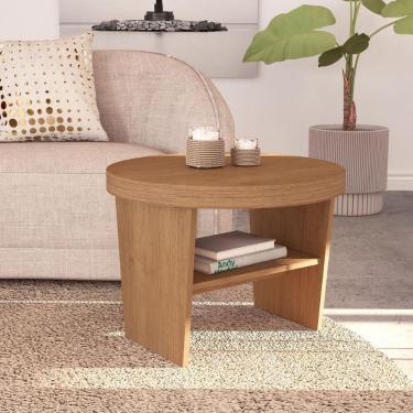 Imagem de Mesa De Centro Redonda Com Prateleira Sala Estar