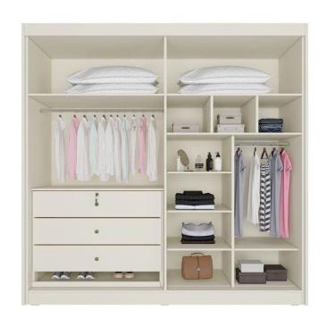 Imagem de Guarda Roupa Solteiro 4 Portas 3 Gavetas - Nantes-off White - Móveis Europa