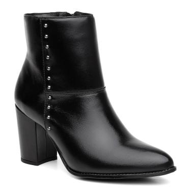 Imagem de Bota Coturno Feminina Couro Salto Médio Confortável Dia Dia 