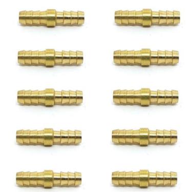 Imagem de Kit 10 União Emenda Mangueira Espigão 1/4 Bm Latão Forjado - BECOGASME