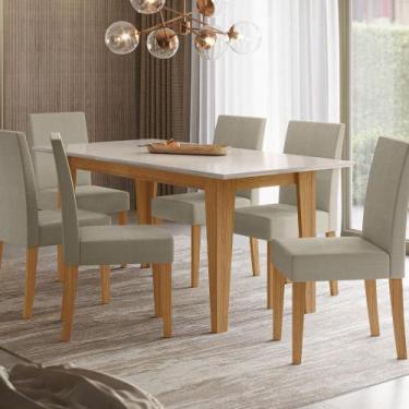 Imagem de Conjunto Sala de Jantar Mesa 160x90 Tampo com Vidro Liz 6 Cadeiras Jos