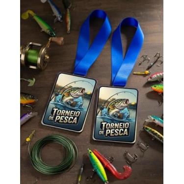 Imagem de Kit 5 Medalhas Para Pesca De Premiação Torneio para Pescaria Com Fita 