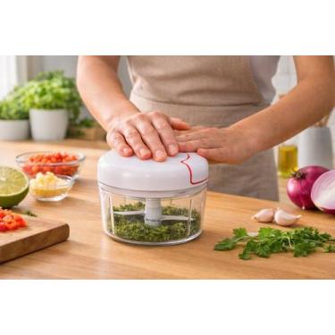 Imagem de Mini Processador De Alimentos Manual Com 2 Lâminas Corda Retrátil - DD