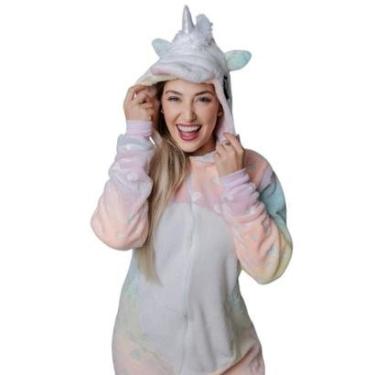Imagem de MACACÃO PIJAMA KIGURUMI ADULTO FEMININO SOFT FLEECE UNICORNIO-Feminino