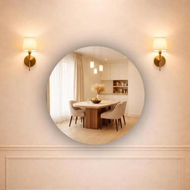 Imagem de Espelho Decorativo de Parede Forma Redondo Tamanho 40x40cm com Suporte