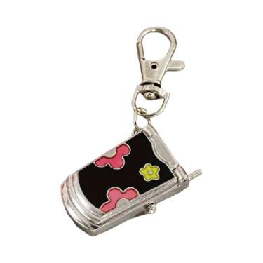 Imagem de Chaveiro Retro Fofo Em Formato De Telefone Flip, Pingente De Relógio, 