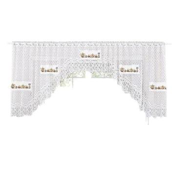 Imagem de Cortina Bando Renda Cascata Siena Cozinha Estampa 3,15x0,95 - Beija Fl