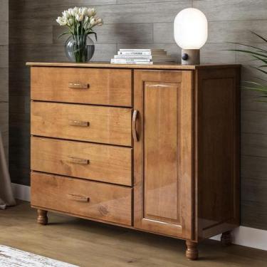 Imagem de Cômoda Quarto 120cm Madeira Pinus 4 Gavetas Mateo Imbuia Z25 - Mpozena